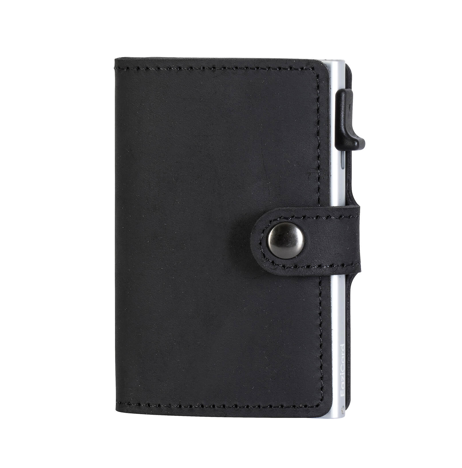 Genuine Leather Card Holder - Black/Silver - EaziCard™