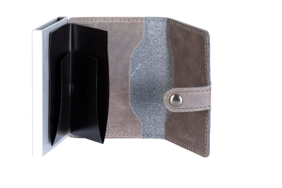 Genuine Leather Card Holder - Grey/Silver - EaziCard™